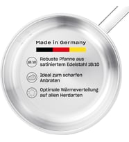 Fissler Orijinal Profi Collection/Paslanmaz Çelik Tava (Ø 24 Cm) Saplı Tava Kaplamasız İç Ölçekli -