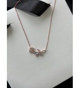 925 Gümüş Rose Gold Kar Tanesi Kalp Kelebek Kolye