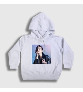 Presmono Unisex Çocuk Beyaz Poster V3 Dua Lipa Kapüşonlu Sweatshirt 326308tt