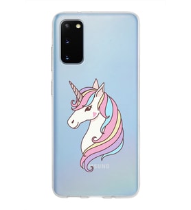 Samsung Galaxy S20 Kapak Unicorn Tasarımlı Şeffaf Silikon Kılıf