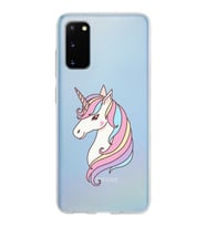 Samsung Galaxy S20 Kapak Unicorn Tasarımlı Şeffaf Silikon Kılıf