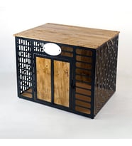 ColorfullWorlds İç Mekan Metal/Ahşap Köpek Kulübesi, Metal/Ahşap Dikdörtgen Köpek Evi, Dekoratif Köpek Evi (Siyah)