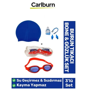 Su Geçirmez Silikon Havuz Deniz Bone Şapkası Yüzücü Gözlüğü Elastik Burun Tıkacı 3’lü Yetişkin Seti