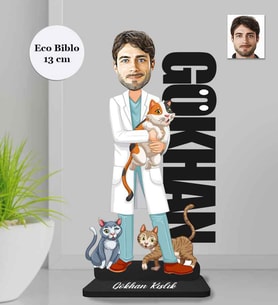 Kişiye Özel İsimli Veteriner Erkek Ahşap Eco Biblo -1
