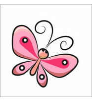 Pembe Çizim Kelebek Sticker Duvar Sticker 25x25 CM