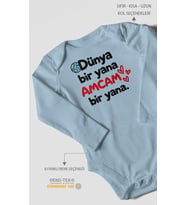 Dünya bir yana, amcam bir yana Uzun Kollu Bebek Body %100 Pamuk