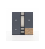 Arges Dolap 14 Raflı 4 Çekmeceli Tek Askılı 220x30x243 Antrasit-Antrasit/Çam