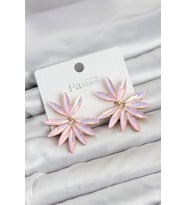 Pembe Renk Kristal Taşlı Lotus Model Kadın Küpe TJ-BKP11915