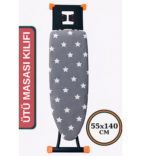 Ütü Masası Kılıfı Büyük Boy İpli Stoperli Keçeli Kılıfı Örtüsü Bezi 55x140cm GRAY STAR