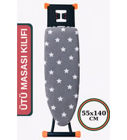 Ütü Masası Kılıfı Büyük Boy İpli Stoperli Keçeli Kılıfı Örtüsü Bezi 55x140cm GRAY STAR