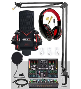 Midex GMX-1 Titanium Set Efektli Ses Kartı Mikrofon Kulaklık Stand Kayıt Canlı Yayın (PC ve Telefon)
