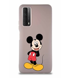 Huawei P Smart 2021 Soft Premier Kapak Mickey Mouse-B Tasarımlı Silikon Kılıf - Pudra (Şeffaf)