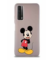 Huawei P Smart 2021 Soft Premier Kapak Mickey Mouse-B Tasarımlı Silikon Kılıf - Pudra (Şeffaf)