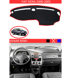 Fiat Siena 2000-2005 İçin Uygun Torpido Koruma Halısı Siyah Kenar Renk Kırmızı