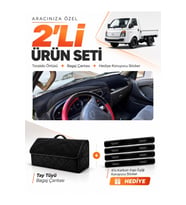 HYUNDAİ H100 (2004-2019) Uyumlu Torpido Örtüsü + Tay Tüyü Bagaj Çantası + Sticker Seti - Siyah