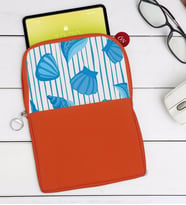 BK Gift Deniz Kabukları Tasarımlı Taşınabilir Koruyucu Tablet Kılıfı & Organizer Çanta - Turuncu-2