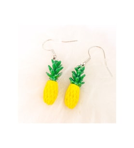 Ananas Renkli Küpe (Metal)