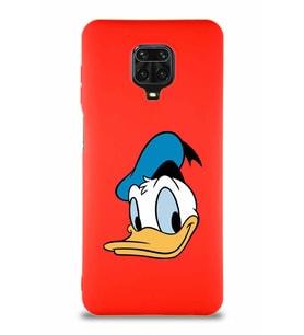 Xiaomi Redmi Note 9 Pro Soft Premier Kapak Donald Duck-B Tasarımlı Silikon Kılıf - Kırmızı (Şeffaf)