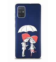 Samsung Galaxy A71 Soft Premier Kapak Aşk Tasarımlı Silikon Kılıf - Lacivert (Şeffaf)