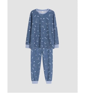 LCW Kids İndigo Desenli Erkek Çocuk Pijama Takımı
