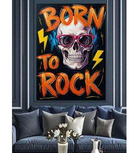 Born To Rock Kurukafa Dekoratif Kanvas - Mdf Ahşap Tablo
