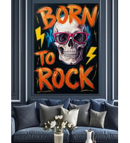 Born To Rock Kurukafa Dekoratif Kanvas - Mdf Ahşap Tablo