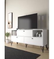 Wood'n Love Mia 160 Cm Metal Ayaklı Tv Ünitesi - Konsol - Beyaz / Siyah