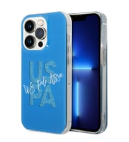 Apple iPhone 15 Pro Max Uyumlu Kılıf U.S. Polo Assn. Orjinal Lisanslı Simli Parlak Alfabe Tasarım Kapak (Mavi)