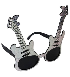 Gümüş Renk Rockn Roll Gitar Şekilli Parti Gözlüğü 15x15 cm