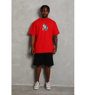 pilelistore- Erkek Baskılı T-Shirt Kısa Kol Bisiklet Yaka Regular Fit Rahat Kalıp Günlük Tişört - Kı (Kırmızı)