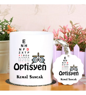 Optisyen Kupa Bardak ve Anahtarlık Hediye Seti (Model 1)