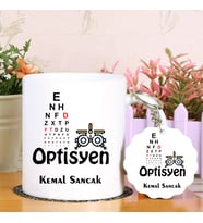 Optisyen Kupa Bardak ve Anahtarlık Hediye Seti (Model 1)