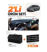 HYUNDAİ ELANTRA (2011-2017) Uyumlu Torpido Örtüsü + Deri Bagaj Çantası + Sticker Seti - Siyah