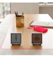Salon, Sehpa ve Oturma Odası İçin Elif Lam Mim Tasarımı ve Damla Hat Besmele Takımı 10x10 cm, Açık Kahve - Kül Gri