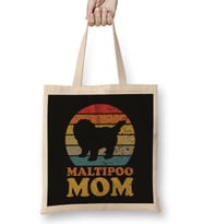 Retro Sunset Maltipoo Dog Mom Bez Çanta Uzun Saplı