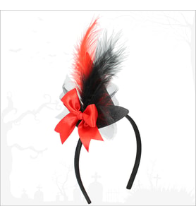 Halloween Tüylü Şapka Taç - Kırmızı SüSLü (STD)
