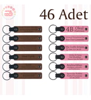 A Kahve & Pembe, Robotik Atölye Üyelerine Özel Hediye 46’lı Set, Kişiye Özel Yazılı Deri Anahtarlık