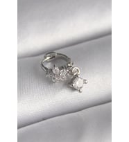 pilelistore 316L Çelik Gümüş Renk Zirkon Taşlı Çiçek Model Sallantı Detay Tragus Piercing - TJ-PR131