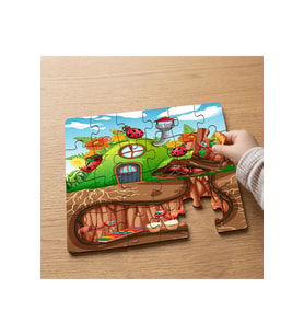 Karıncalar ve Uğur Böcekleri Tasarımlı 24 Parça Ahşap Çocuk Puzzle MPK1001