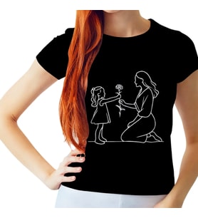 Love You Mom Beyaz Kadın Tişört (Siyah)