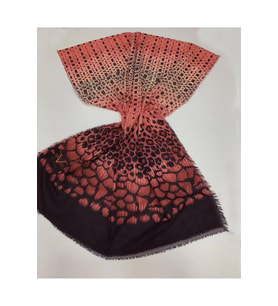 Etnik Desen Haiti Seri Şal Eşarp Askısı ile Birlikte 80x190 cm Nar Çiçeği Kahver