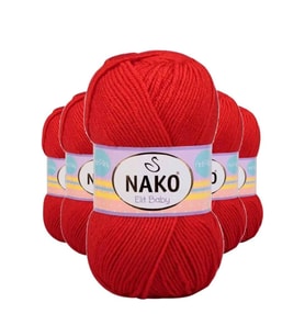 Northcity Elite Baby El Örgü İpi Tüylenmeyen Bebek Yünü Alev Kırmızı 5'li Paket - Nako Kalitesinde
