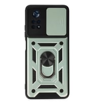 Poco X4 Pro 5G Kılıf Pars Lens Yüzüklü Silikon - Yeşil