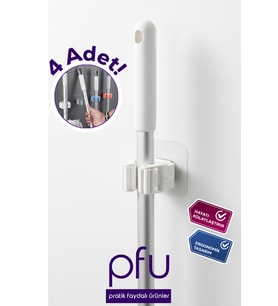 Yapışkanlı Mop Temizlik Fırçası Tutucu Organizer 4 lü
