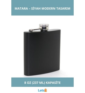 Paslanmaz Çelik Sızdırmaz Kompakt 8 Oz Siyah Matara
