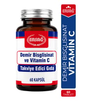 ERSAĞ Demir Bisglisinat ve Vitamin C Takviye Edici Gıda 60 Kapsül