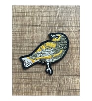 8X4 CM NAKIŞ İŞLEME SARI KUŞ ÜTÜ İLE YAPIŞIR APLİKE ARMA YAMA