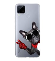 PrintiFy Realme C15  ile Uyumlu 1mm Slim Fit Köpek 2 050e Baskılı Şeffaf  Kılıf