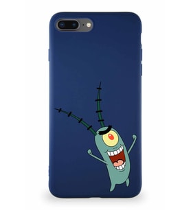 Apple iPhone 8 Plus Soft Premier Kapak Plankton Tasarımlı Silikon Kılıf - Lacivert (Şeffaf)