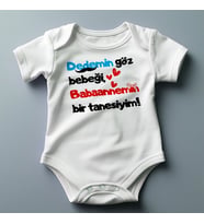 %100 Pamuklu Dedemin Göz Bebeği Temalı Kişiselleştirilebilir Baskılı Zıbın (Pamuk Beyaz)